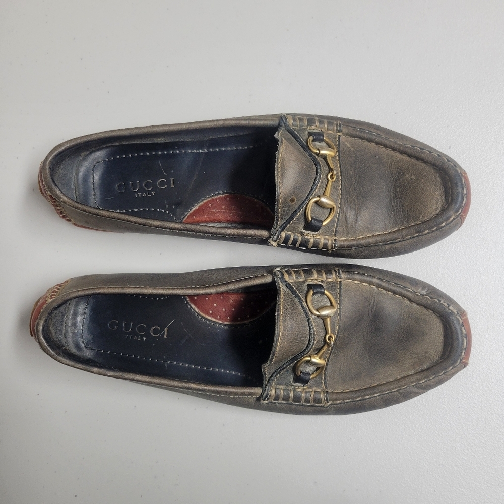Gucci Classic Vintage Horsebit Leather Slip On Flat Driving Loafers Size 8.5M. - Picture 4 of 16